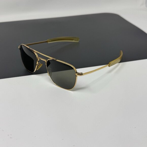 American Optical AO 5 1/2 Gold 1/10 12K GF Vintage Aviator Sunglasses Pilot CN91 - Picture 3 of 16